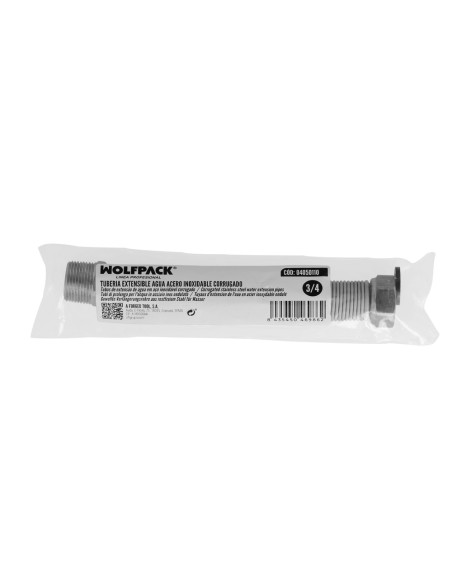 Tuberia Extensible Agua Acero Inoxidable Corrugado. Longitud de 22,5 a 30 cm. Tomas 3/4"