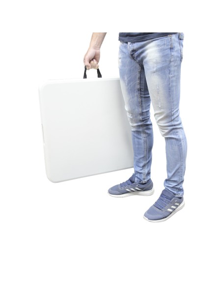 Mesa Plegable Rectangular HDPE Multifuncional, Portatil, Resistente,Multiusos 122x61x74 cm. Color Blanco