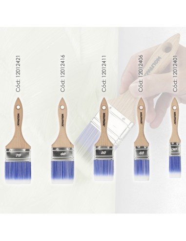 Paletina Profesional Plus Ancho 30 mm. Cerdas Sintenticas PBT, Mango Madera Haya Ergonomico, Brocha Pintor, Pincel Pintura