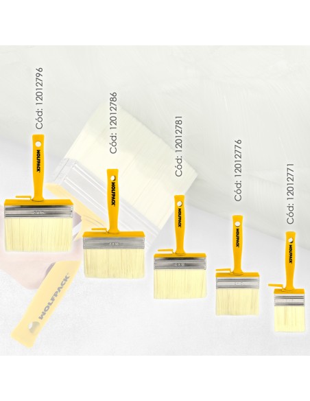 Brocha Profesional Techos 70x30 mm. Cerda Blanca. Mango Ergonomico, Con Gancho. Brocha Pintura, Brocha Pintor Profesional