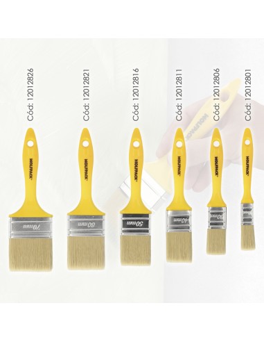 Paletina Profesional Cerda Blanca Ancho 60 mm. Cerdas Naturales Mango Plastico Ergonomico, Brocha Pintor, Pincel Pintura