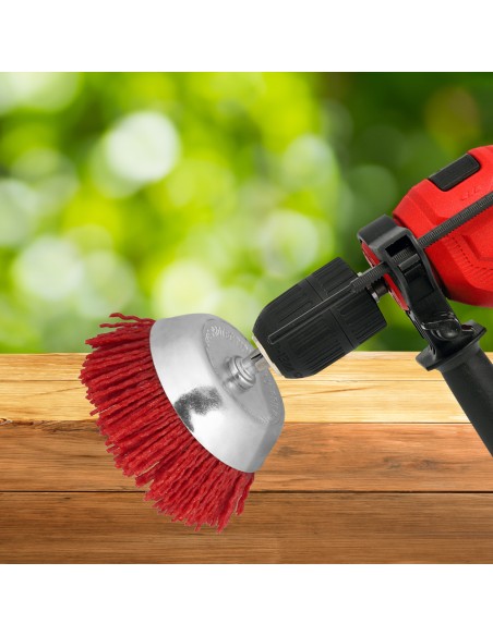 Cepillo Nylon Taza Ø 75 m. 1/4". Cepillo De Lijado Nailon. Cepillo Para Taladro De Nailon, Cepillo De Alambre Abrasivo De Nailon
