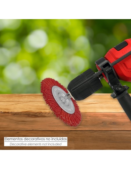 Cepillo Nylon Disco Ø 75 mm. 1/4". Lijar y Pulir Madera, Metal, Acero Inoxidable, Cepillo Taladro, Cepillo Pulir, Cepillo Lijar