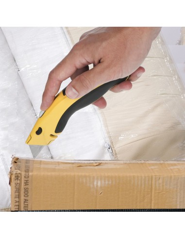 Cuchillo Con Hoja Retractil De 20 mm. Cambio Hoja Rápido Carcasa De Aluminio Agarre Engomado. Uso Profesional