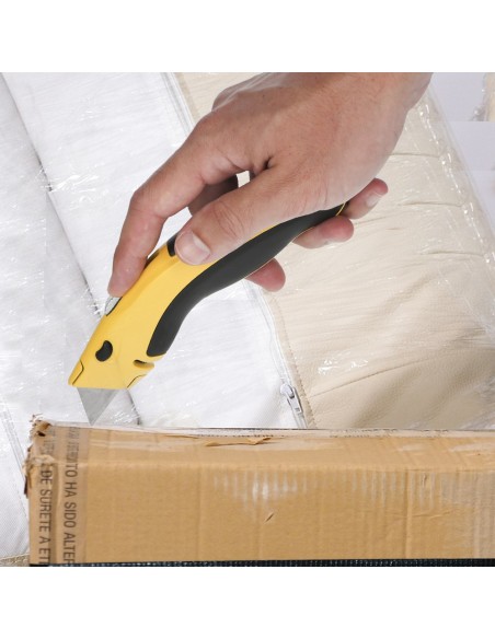 Cuchillo Con Hoja Retractil De 20 mm. Cambio Hoja Rápido Carcasa De Aluminio Agarre Engomado. Uso Profesional