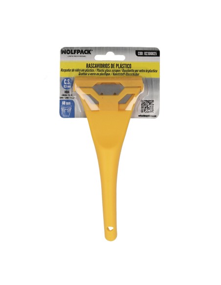 Rascavidrios Plastico Amarillo Hoja 60 mm. Rasqueta Vitroceramica, Rascador Vidrio, Rascador Vitroceramica,