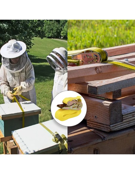 Cinta De Amarre Con Ratchet 4 metros x 25 mm. Trinquete Metalico Automatico, Cincha, Eslinga Mercancia, Correa Sujeción