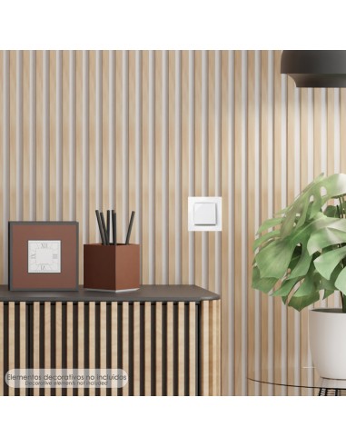 Interruptor Conmutador Cruzado (Mecanismo) Interruptor Pared, Bastidor Metalico, Interruptor Luz, Pulsador. Color Blanco