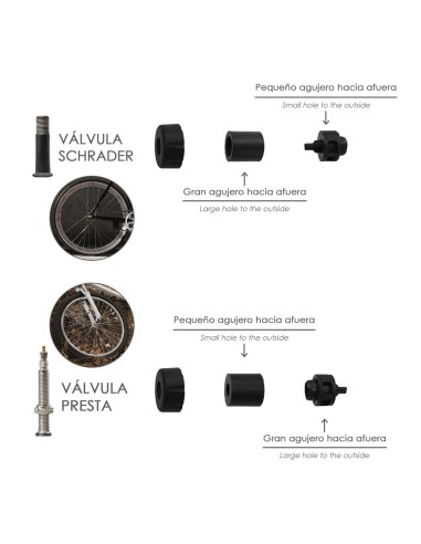 Bomba Para Bicicletas, Inflador Para Bicicleta, Bomba Patinete. Valvulas Schrader, Dunlop y Presta 8 Bares, Con soporte Bici