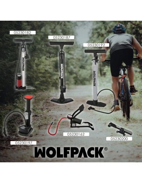 Bomba Aire Con Manometro 8 Bares Cuerpo y Pies Acero, Valvulas SCHRADER y PRESTA con Adaptadores. Bomba Bicicletas, Bomba coches