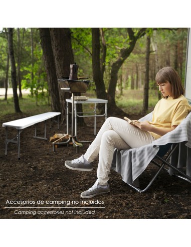 Banco Plegable Multifuncional, Portatil, Resistente,Multiusos 183x28x44 cm. Color Blanco