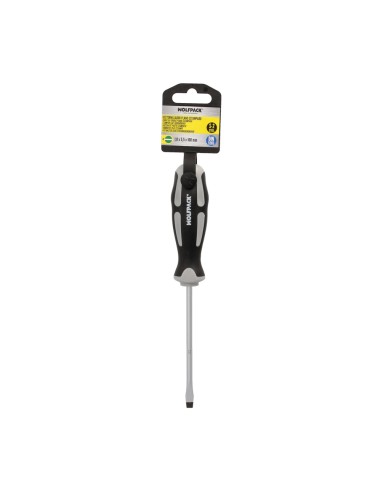 Destornillador Plano Estampado Acero S2 Mango TPR Bimaterial. Medida 1,0 x Ø 5,5 x 100 mm. DIN5265