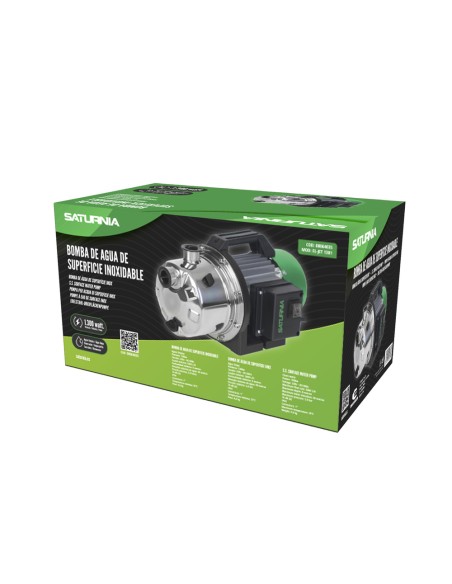 Bomba Aguas Limpias Superficie Acero Inoxidable 1.300 W. 5.000 lts/hora, Profundidad 8 Mts Elevación 50 mts. Presion Max: 5 Bar