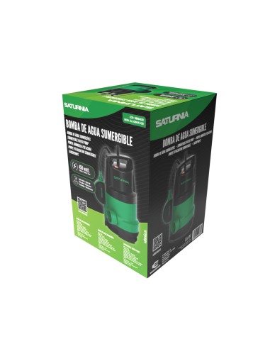 Bomba Aguas Sucias Sumergible 450 W. 8.000 lts/hora, Profundidad 5 Mts, Elevación 5,5 mts. Particulas max. Ø 30 mm.