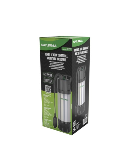 Bomba Aguas Limpias Sumergible Multietapa 1000 W. 5.200 lts/hora, Profundidad 7 Mts, Elevación 35 mts. Presion Max: 3,5 Bares