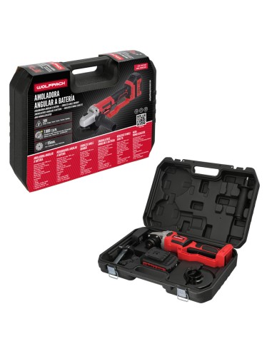 Amoladora A Bateria 20 Volt. Con Bateria 4.0 Ah. Ø 115 mm. 7.000 R.P.M. Mango 3 Posiciones Eje M14 Protector Disco Ajustable