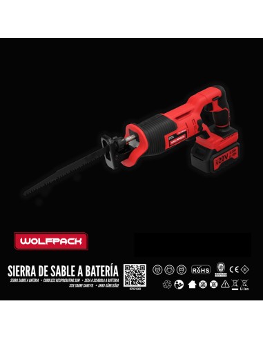 Sierra De Sable 20 V. Bateria 4 Ah. Cambio Rapido de Hoja. Madera 100 mm. / Acero 6 mm.