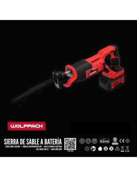 Sierra De Sable 20 V. Bateria 4 Ah. Cambio Rapido de Hoja. Madera 100 mm. / Acero 6 mm.