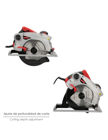 Sierra Circular 1300 Watt. Con Laser Disco 185 mm. 4.700 RPM Corte Inglete Regulador de Profundidad. Ingletadora, Sierra Madera