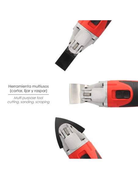Herramienta Multifuncion Oscilante 300 Watt. Con Accesorios 23.000 R.P.M. Variador Velocidad, Cambio Rapido Hoja, Cortar, Lijar