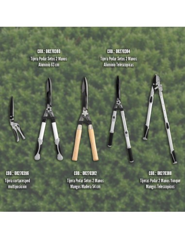 Tijeras Podar 2 Manos Yunque. Telescopica de 68 a 95 cm. Mango Aluminio Multiplicador Fuerza, Corte Ø 35 mm. Empuñadura TPR