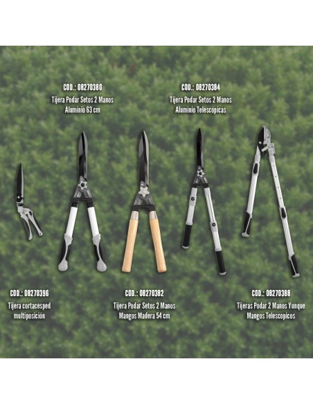 Tijeras Podar 2 Manos Yunque. Telescopica de 68 a 95 cm. Mango Aluminio Multiplicador Fuerza, Corte Ø 35 mm. Empuñadura TPR