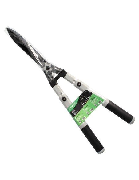 Tijera Podar Setos 2 Manos Aluminio Telescopicas, Hojas Acero Antiadherente, Mango TPR, Ajuste Corte,