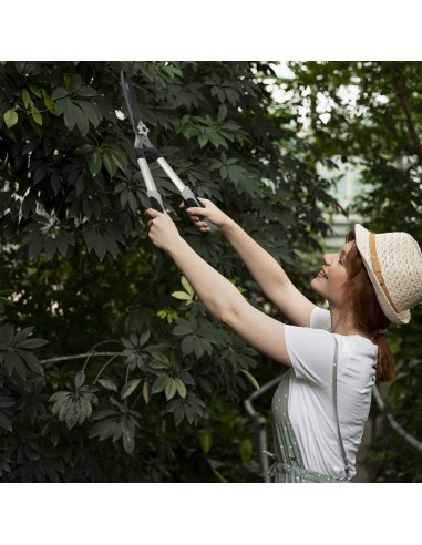 Tijera Podar Setos 2 Manos Aluminio 63 cm. Hojas Acero Antiadherente, Mango TPR, Ajuste Corte