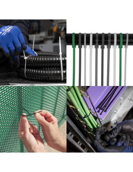 Brida Nylon 100%. Color Blanco / Natural 9,0 x 780 mm. 100 Piezas. Abrazadera Plastico, Organizador Cables, Alta Resistencia