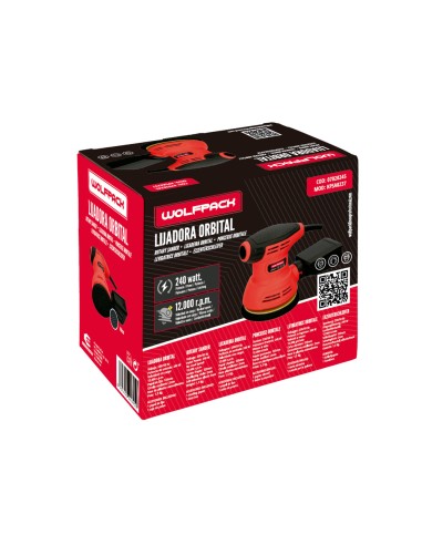 Lijadora Wolfpack Orbital 240 Watt. Lijadora Multifunción. Decapado, Lijado, Eliminar Oxido, Disco Ø 125 mm.