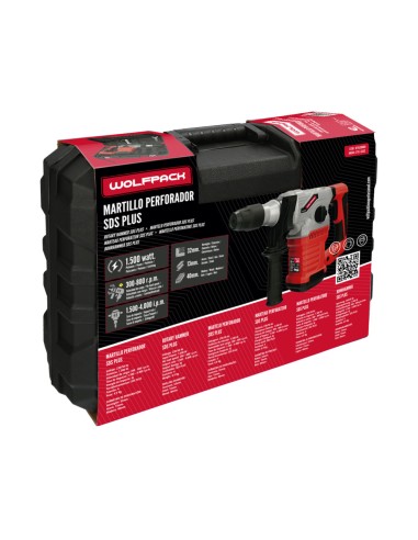 Martillo Demoledor Perforador SDS PLUS 1.500 Watt. Con Accesorios y Maletin. 4.000 IPM 6 Julios.