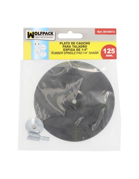 Plato Taladro Nylon Ø 125 mm. Con Espiga Ø 6 mm. Disco Plástico Para Bonete