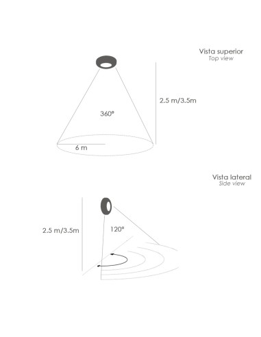 Detector De Movimiento Por Infrarrojos Con Sensor Crepuscular 360°. Ajustable