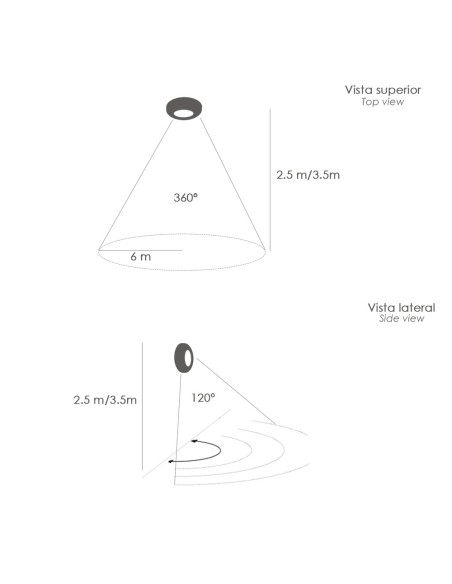 Detector De Movimiento Por Infrarrojos Con Sensor Crepuscular 360°. Ajustable