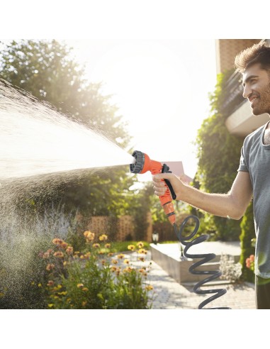 Manguera Extensible Espiral Autoenroscable Para Riego Jardin 15 MetrosCon Pistola y Conectores