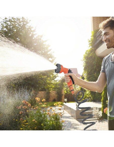 Manguera Extensible Espiral Autoenroscable Para Riego Jardin 15 MetrosCon Pistola y Conectores