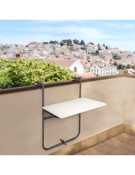 Mesa Plegable Colgante Para Balcones / Terrazas 36x60 cm. Altura Regulable
