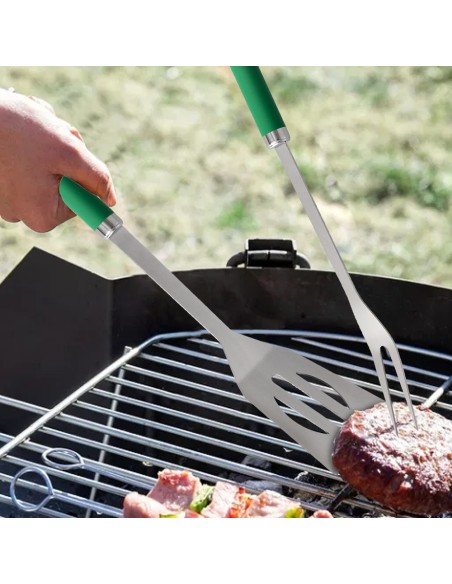 Set Complementos Para Barbacoa 3 Piezas. (Espatula, Pinzas y Tenedor) 34,5 cm.
