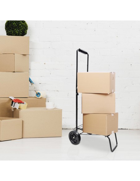 Carretilla Plegable Metalica De Carga - Porta Maletas Con Cuerda Elastica 93,5x33x44 cm. Carro De Transporte 50 Kg.