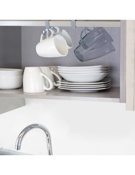 Colgador Tazas, Soporte Cocina Bajo Mueble, Acero Cuelgatazas para 10 tazas