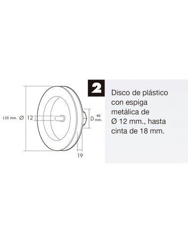 Disco Persiana Plastico Espiga Metal 120x40 mm. Cinta 18 mm.
