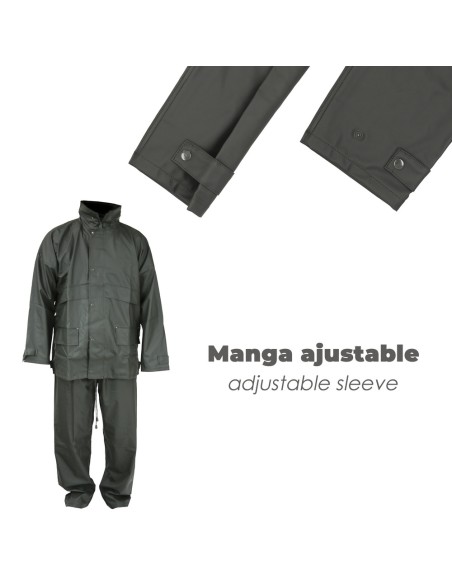 Traje de Agua Impermeable Verde Poliuretano Talla 8-XL
