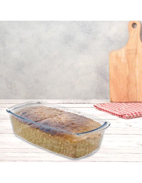 Fuente Cristal Para Horno, 1.5 Litros, Molde Especial Reposteria, 27x14x7 cm.