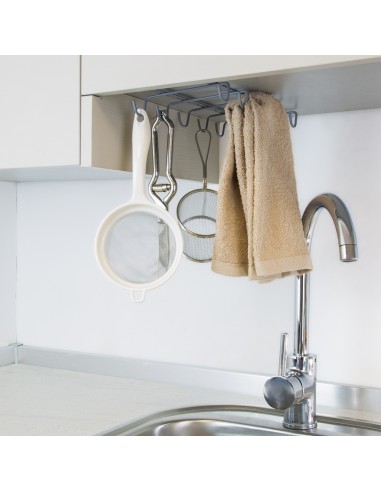 Colgador Tazas, Soporte Cocina Bajo Mueble, Acero Cuelgatazas para 10 tazas