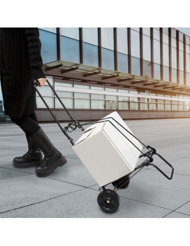 Carretilla Plegable Metalica De Carga - Porta Maletas Con Cuerda Elastica 93,5x33x44 cm. Carro De Transporte 50 Kg.