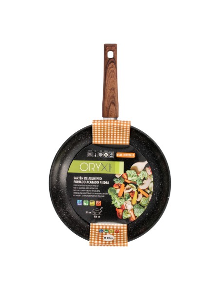 Sarten Aluminio Forjado Antiadherente Ø 28 x 5,5 cm. Mango Engomado / 5 capas / Acabado Piedra / Apta Para Todo Tipo de Cocinas