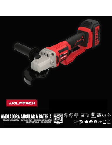 Amoladora A Bateria 20 Volt. Con Bateria 4.0 Ah. Ø 115 mm. 7.000 R.P.M. Mango 3 Posiciones Eje M14 Protector Disco Ajustable