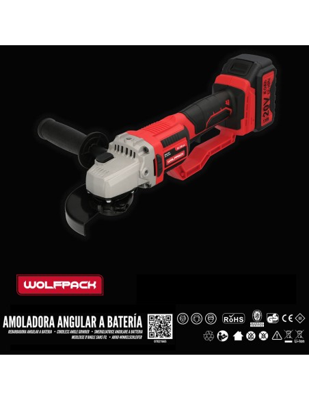 Amoladora A Bateria 20 Volt. Con Bateria 4.0 Ah. Ø 115 mm. 7.000 R.P.M. Mango 3 Posiciones Eje M14 Protector Disco Ajustable