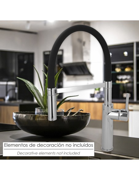 Monomando Fregadero Flexible Con Soporte Grifo Flexible Chorro Aireado, Chorro Rociado. Grifo Cocina, Grifo Alto,Grifo Fregadero