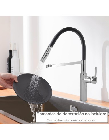 Monomando Fregadero Flexible Con Soporte Grifo Flexible Chorro Aireado, Chorro Rociado. Grifo Cocina, Grifo Alto,Grifo Fregadero